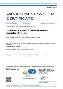 Kunshan Macauto ISO 45001-2018-12Oct23