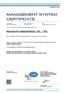 MACAUTO Taiwan ISO 14001-2015 certificate-23Aug23